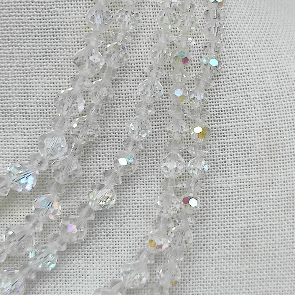 Vintage 1950s 5 Strand AB Crystal Necklace - Picture 4 of 6
